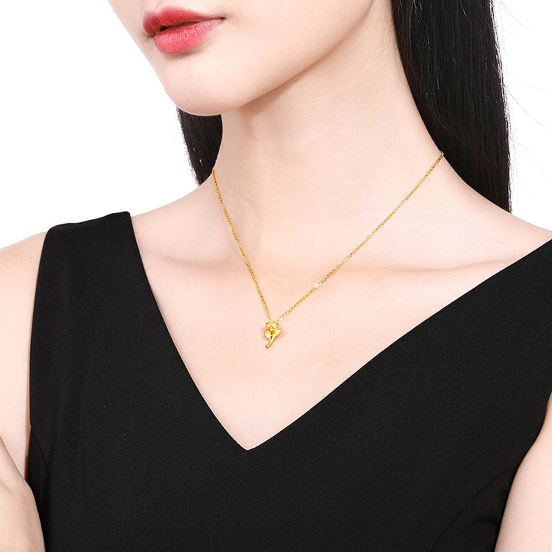 women's gold rose pendant necklace, view 3 - MRSLM