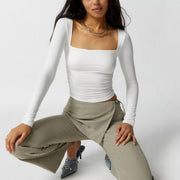 y2k square neck crop top, view 3 - MRSLM
