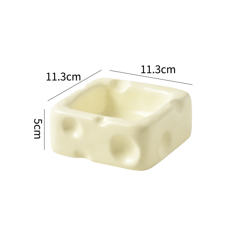 cheese-shaped ceramic pet bowl, view 5 - MRSLM