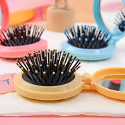 portable folding hair comb with mirror, view 12 - MRSLM