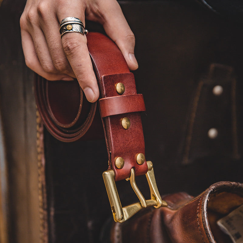 men's cowhide leather belt, view 6 - MRSLM