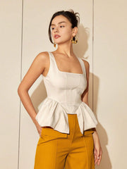 square neck asymmetrical hem top, view 3 - MRSLM