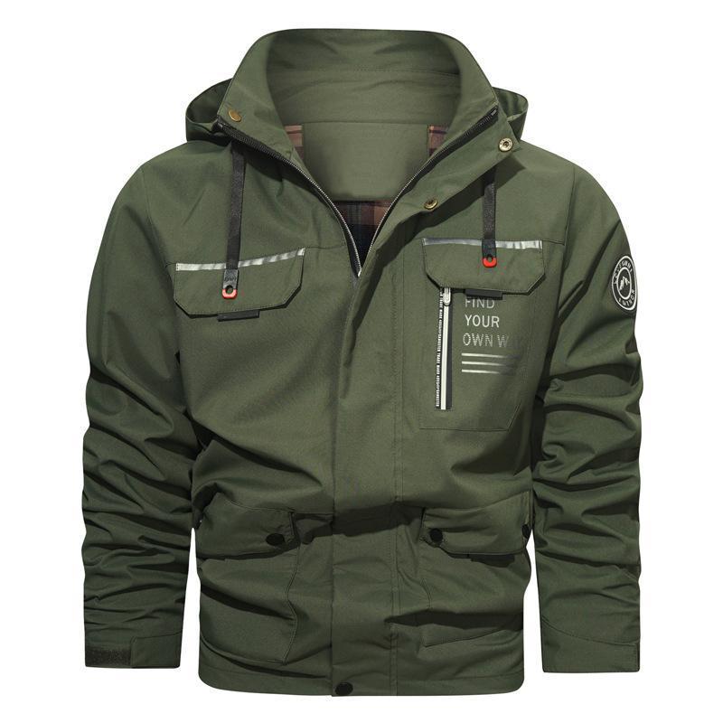 Men's hooded outdoor shell jacket, view 2 - MRSLM
