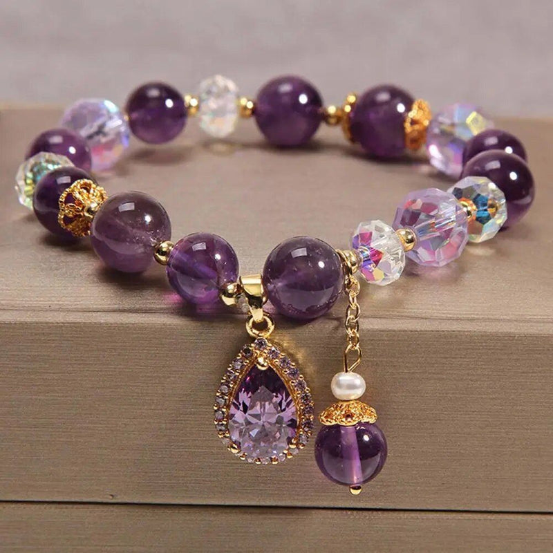 Natural amethyst water drop pendant bracelet, view 6 - MRSLM