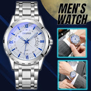classic men's silver stainless steel quartz watch, view 8 - MRSLM