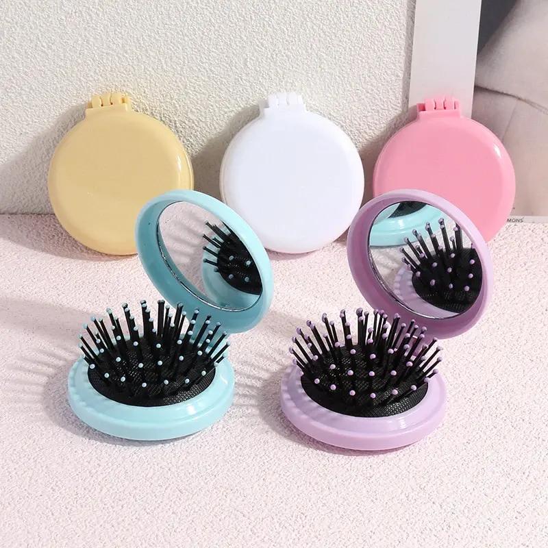 portable folding hair comb with mirror - MRSLM