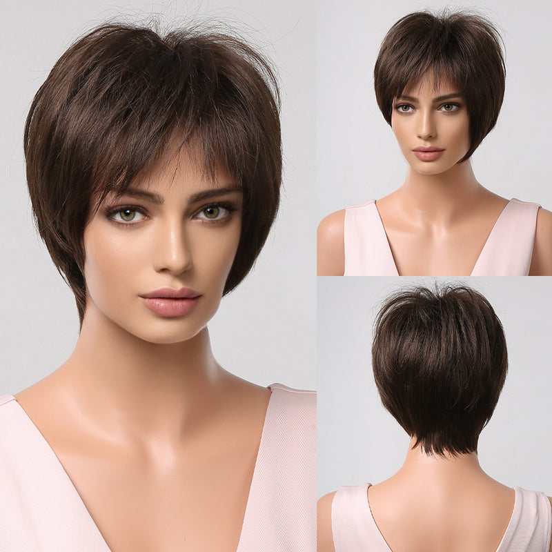 women's short hair full-head wig, view 3 - MRSLM
