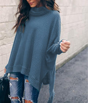 women's high collar irregular hem sweater, view 6 - MRSLM