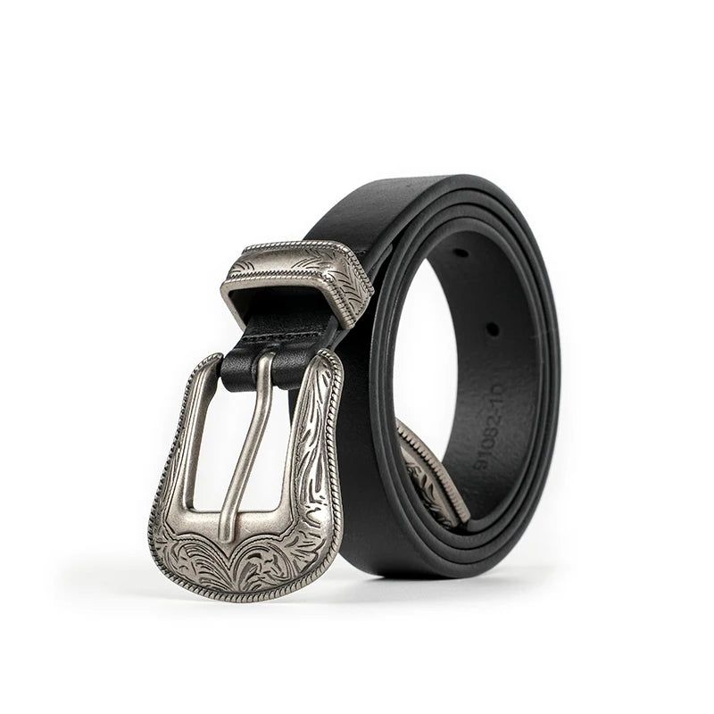 Elegant genuine leather women's belt, view 3 - MRSLM