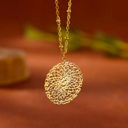 Gold floral pendant necklace for women, view 5 - MRSLM