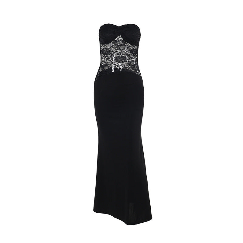 black lace tube top dress, view 5 - MRSLM