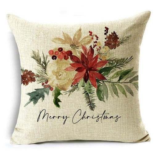 Merry Christmas linen throw pillow cover - MRSLM