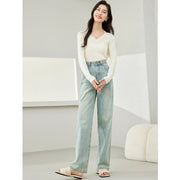 high waist wide leg denim pants, view 2 - MRSLM