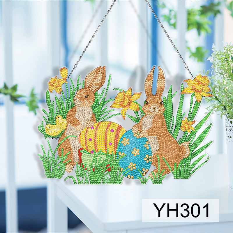 easter bunny diamond painting hanging ring, view 2 - MRSLM