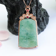 silver natural jade pendant necklace - MRSLM