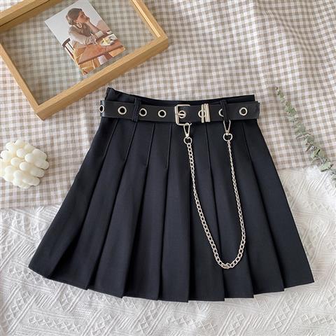 plaid a-line skirt with chain pocket, view 2 - MRSLM