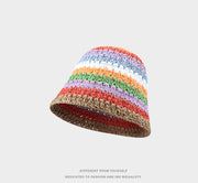 rainbow straw bucket hat, view 6 - MRSLM