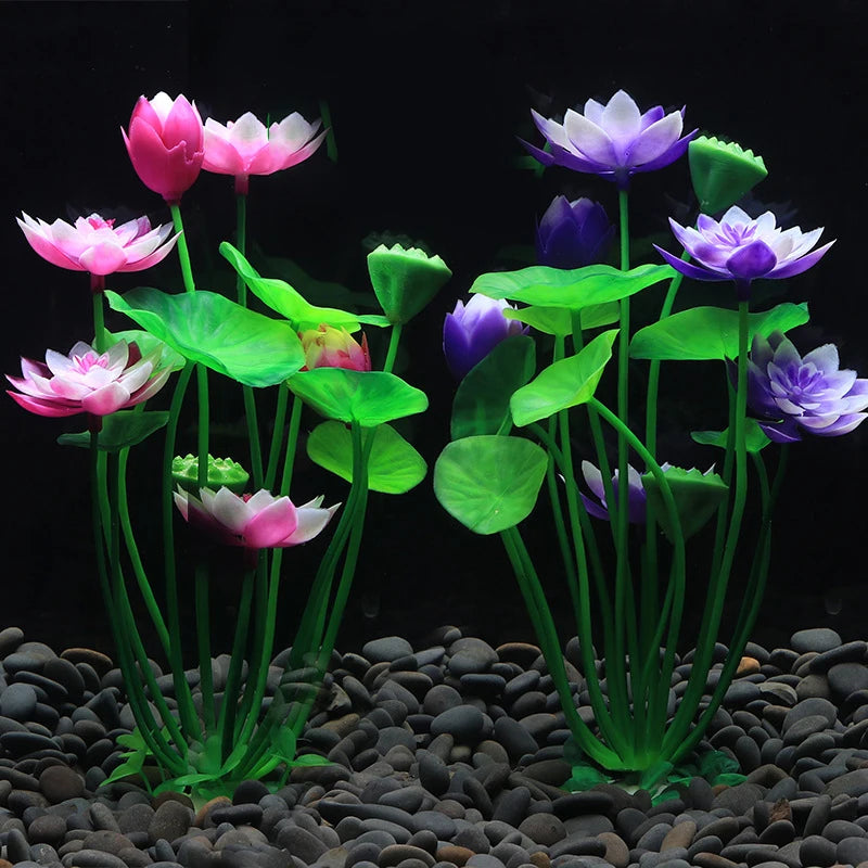 aquarium artificial lotus plant decoration, view 6 - MRSLM