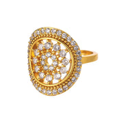 Cubic zirconia flora gold ring, view 2 - MRSLM