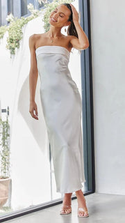 Elegant sleeveless backless tube top long dress, view 3 - MRSLM