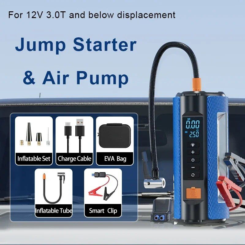 portable tire inflator with jump starter option, view 3 - MRSLM