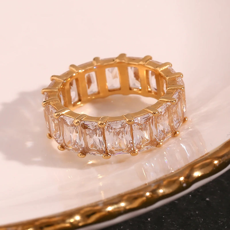 gold plated square zircon ring, view 5 - MRSLM