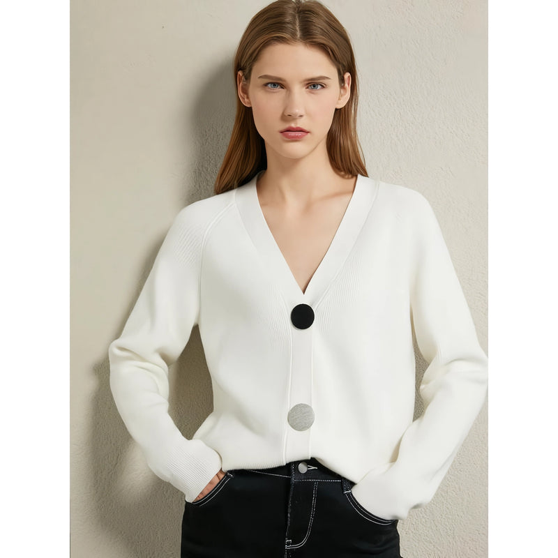 v-neck knit cardigan, view 3 - MRSLM