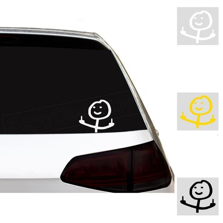 Reflective Cartoon Middle Finger Car Sticker - Personality Vinyl Decal