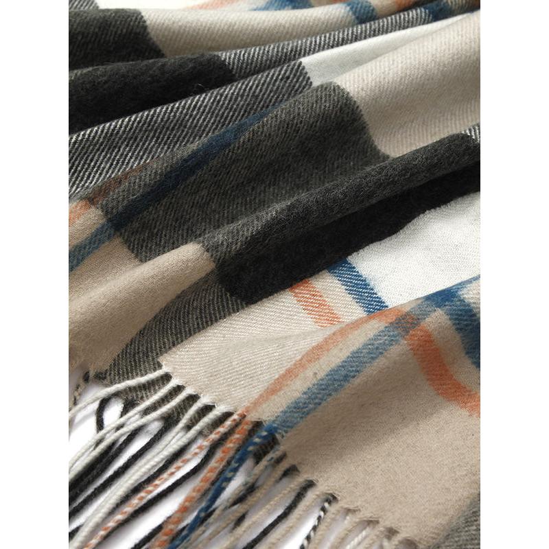 elegant plaid wool shawl, view 12 - MRSLM