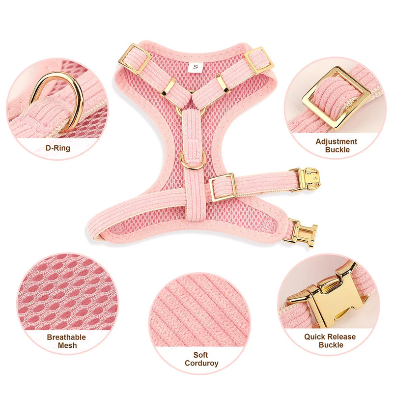 Adjustable bowknot dog collar, harness and leash set, view 6 - MRSLM