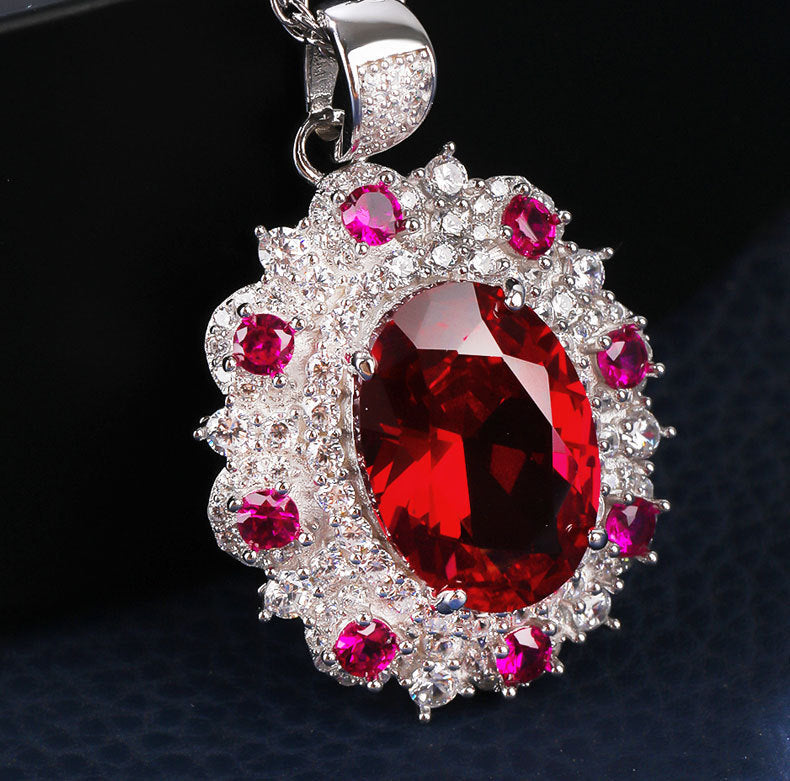 silver flower gemstone necklace, view 4 - MRSLM