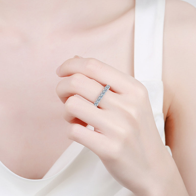 inlaid moss stone silver-plated ring - MRSLM