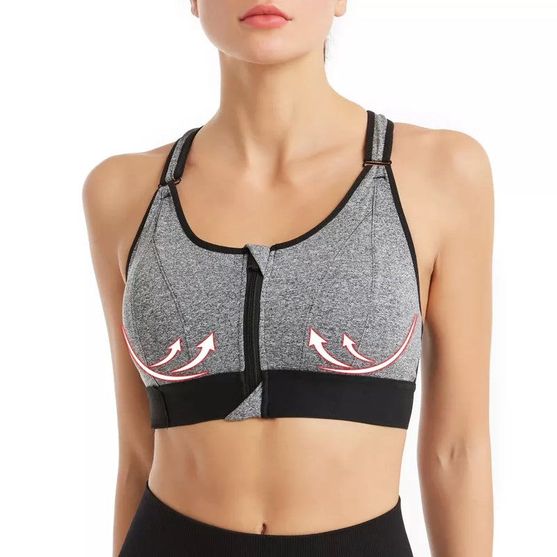 women's zip-front sports bra, view 11 - MRSLM