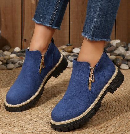 Women's suede chunky side-zip ankle boots, view 11 - MRSLM