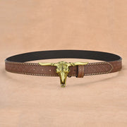 Vintage Western bull buckle belt, view 8 - MRSLM