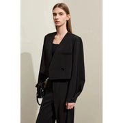 women's V-neck blazer and wide-leg pants set, view 2 - MRSLM