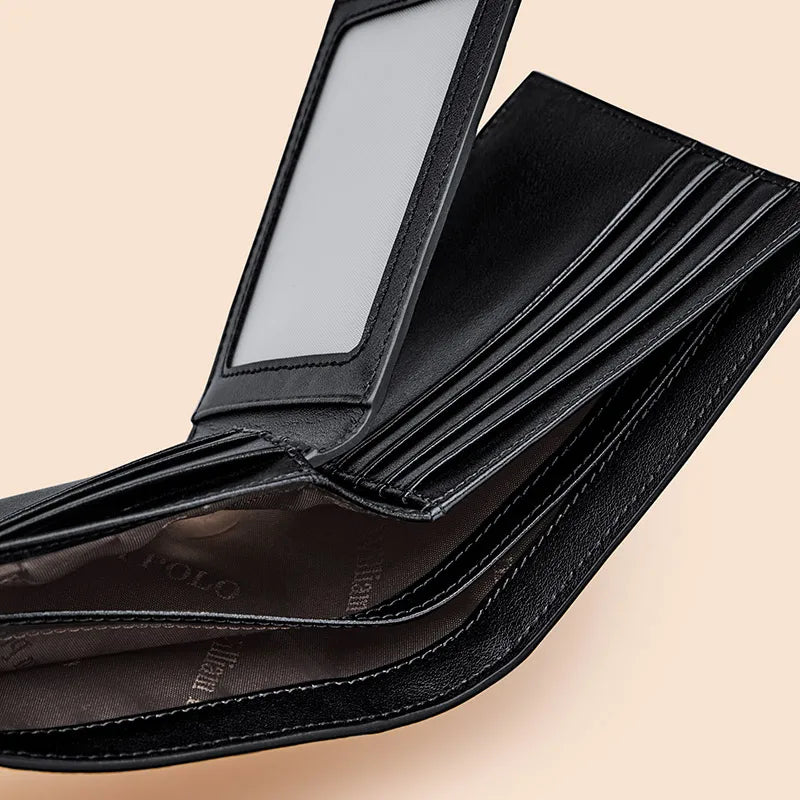 men's genuine leather RFID bifold wallet, view 8 - MRSLM