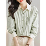 green striped chiffon blouse, view 4 - MRSLM