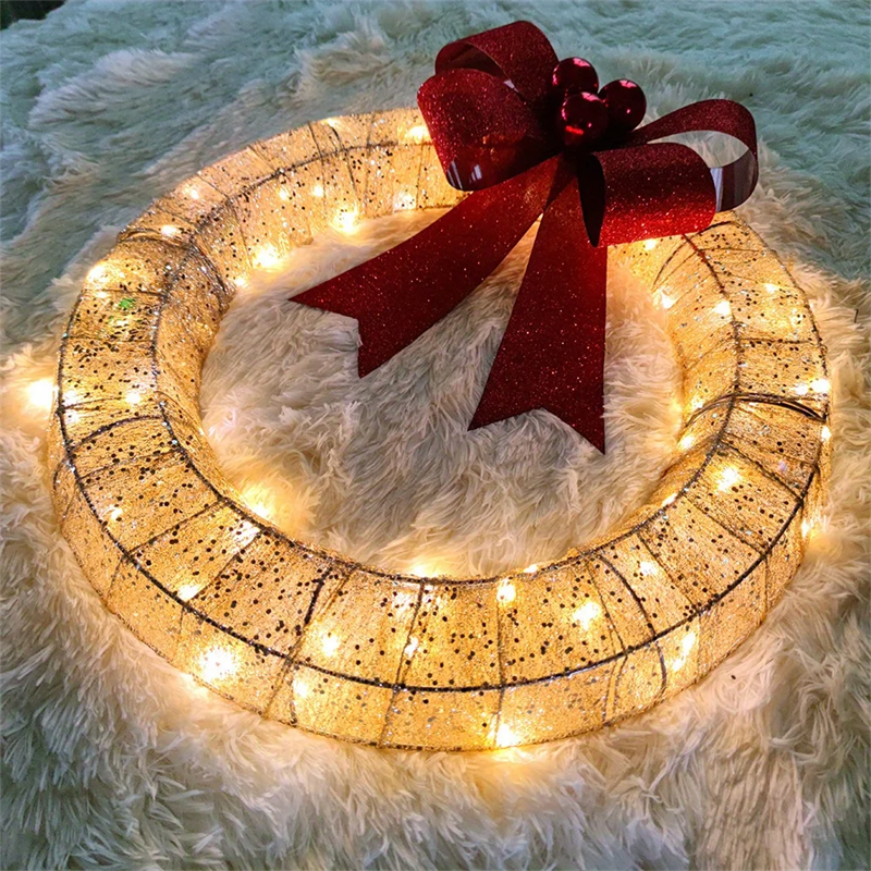 christmas led garland with bowknot, view 2 - MRSLM