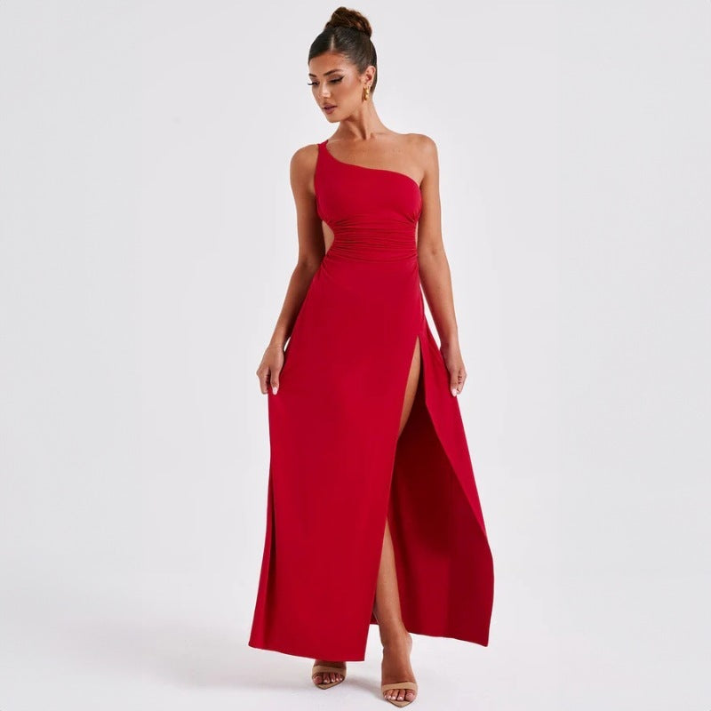 lace-up backless slit maxi dress, view 4 - MRSLM