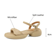chunky heel leather casual sandals, view 9 - MRSLM