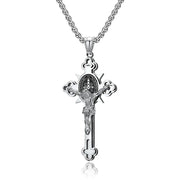 Saint Benedict medal cross necklace, view 4 - MRSLM