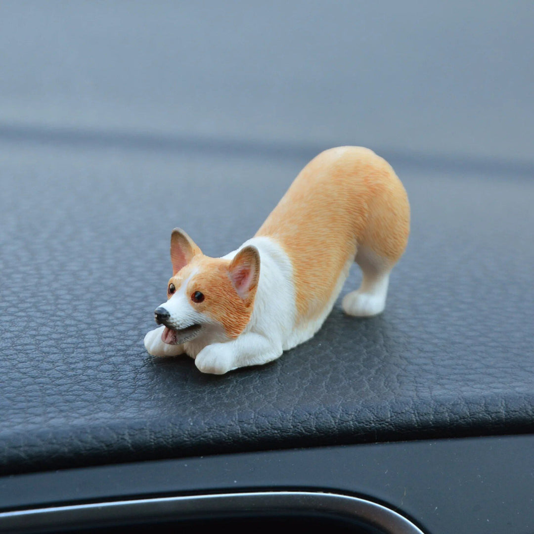 Cute Corgi Dashboard Ornament - Mini Resin Puppy Car Decor