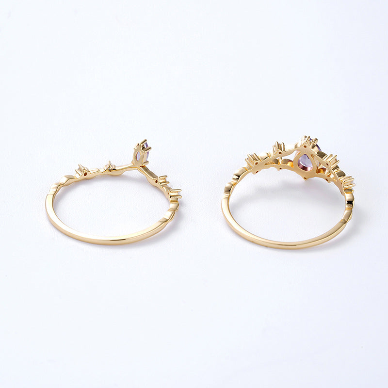gold tone zircon crown ring, view 5 - MRSLM