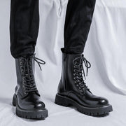 men's vintage leather ankle boots, black - MRSLM