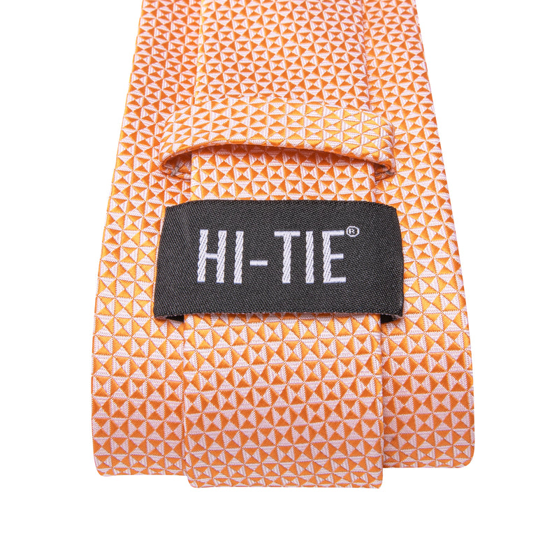 orange silk necktie set for men, view 7 - MRSLM