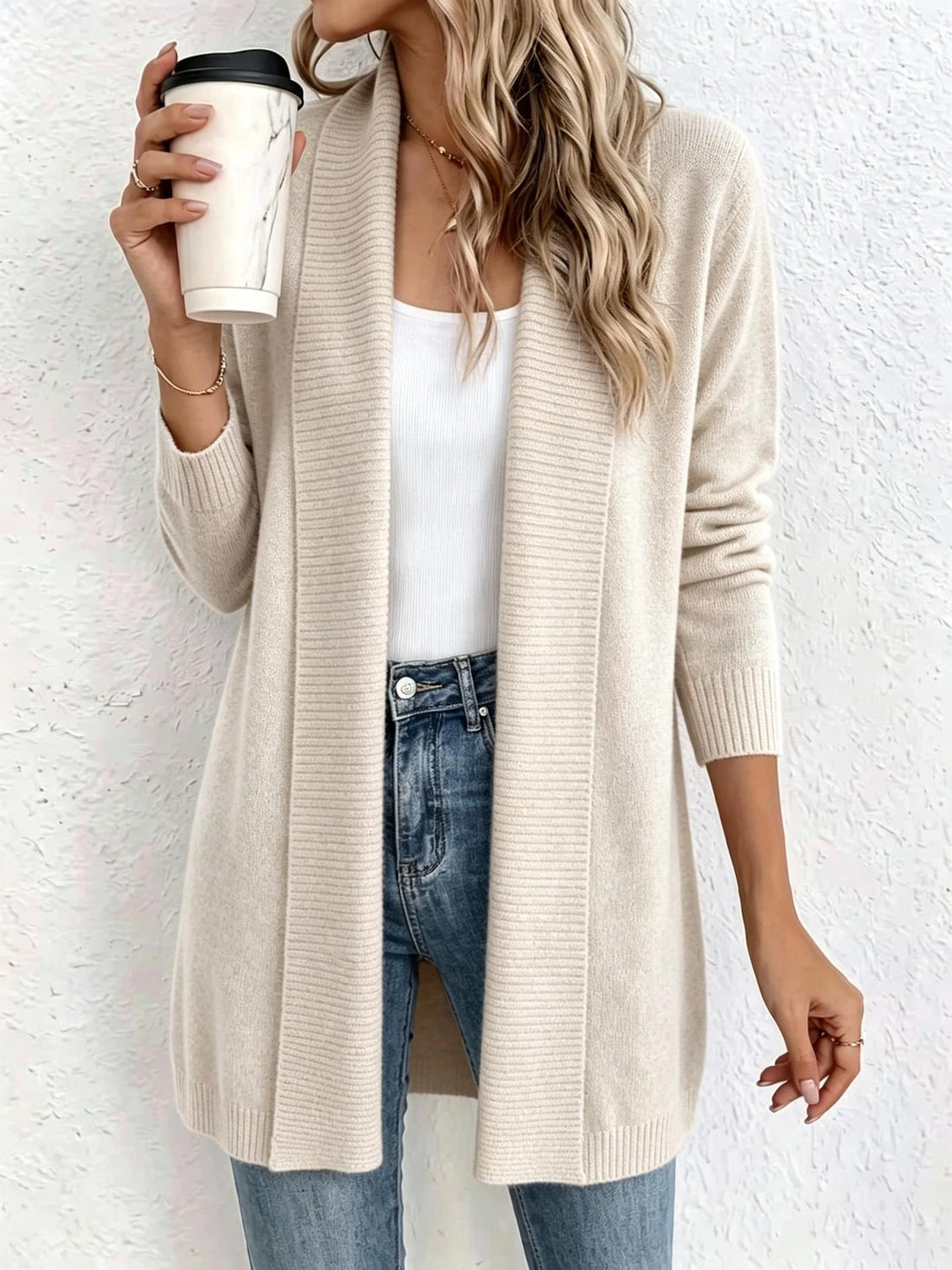 Women's Shawl Collar Long Knit Cardigan