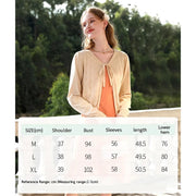 apricot V-neck knit cardigan, view 8 - MRSLM