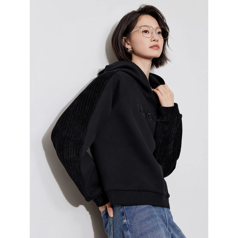 women's fleece embroidered hooded pullover, view 9 - MRSLM