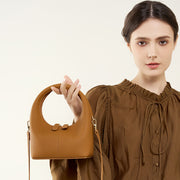 leather crescent shoulder bag, view 7 - MRSLM